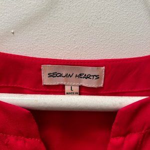 Sequin Hearts Red Blouse, size Large